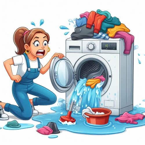 clogged washer with clothes